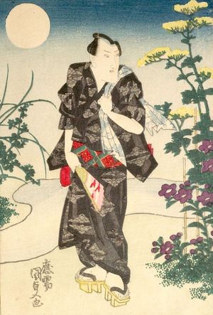 歌川国貞: Actor Bando Mitsugorô 3rd, from an untitled series of actors on the theme of Snow, Moon and Flowers (Setsugekka), Edo period, circa 1825 - ハーバード大学