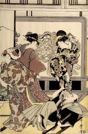 Kitagawa Utamaro: Housecleaning (Susuhaki), Late Edo period, circa 1797-1799 - Harvard Art Museum