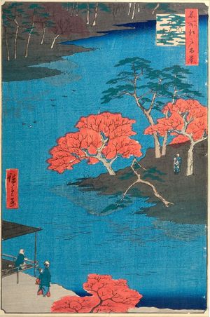歌川広重: Inside Akiba Shrine, Ukeji (Ukeji Akiba no keidai), Number 91 from the series One Hundred Famous Views of Edo (Meisho Edo hyakkei), Late Edo period, dated 1857 (8th month) - ハーバード大学