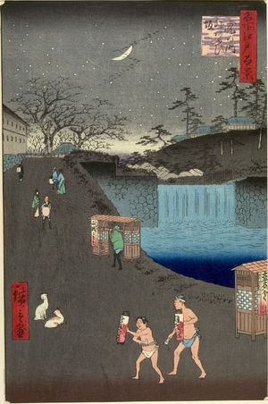 歌川広重: Aoi Slope, Outside Toranomon Gate (Toranomon-soto Aoizaka), Number 113 from the series One Hundred Famous Views of Edo (Meisho Edo hyakkei), Edo period, dated 1857 (11th month) - ハーバード大学