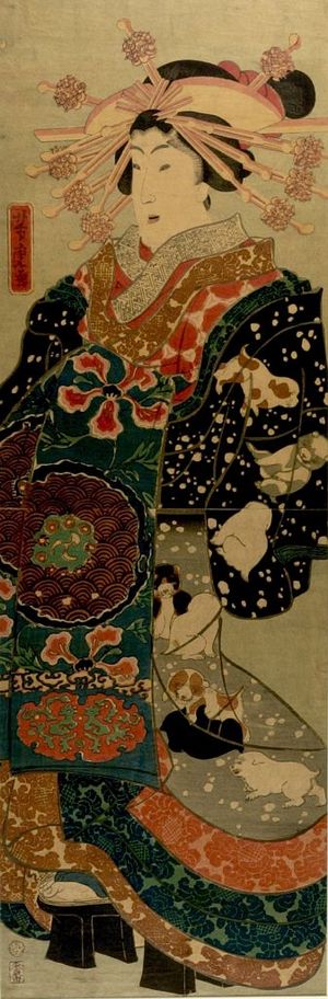 月岡芳年: WOMAN IN ELABORATE COSTUME - ハーバード大学