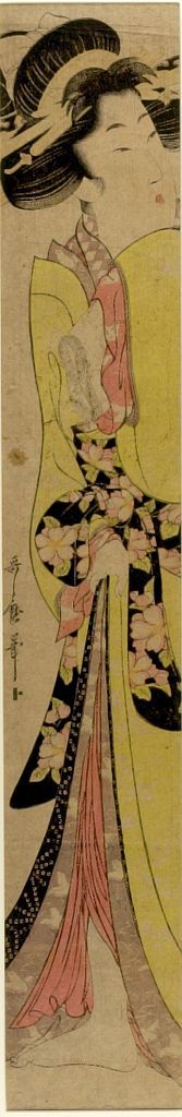 Kitagawa Utamaro, 喜多川歌麿 (Kitagawa Utamaro)による浮世絵「WOMAN IN YELLOW KIMONO」