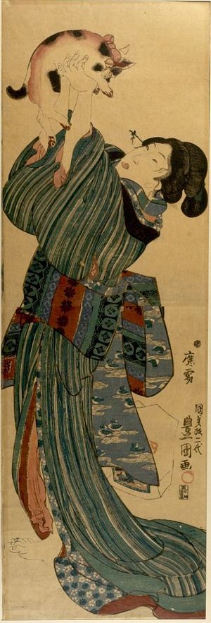 Utagawa Toyokuni I: WOMAN IN STRIPED KIMONO - Harvard Art Museum