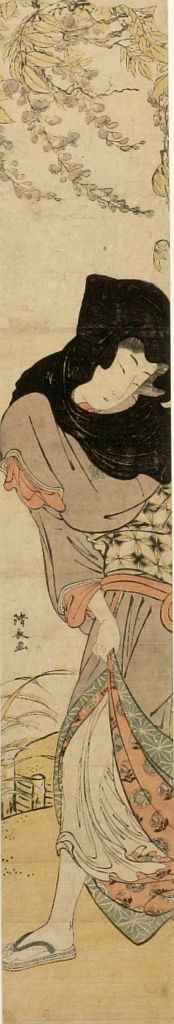 鳥居清長: Woman Walking on a Windy Day, Edo period, circa 1780 - ハーバード大学