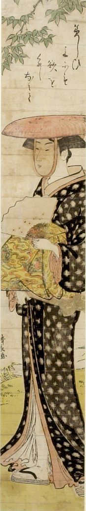 Torii Kiyonaga: Standing Beauty Holding Fan, Edo period, 1782 - Harvard Art Museum