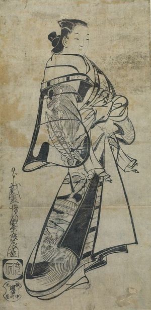 Kaigetsudô Doshin: Teahouse Beauty (Bijin) Wearing Robe with Hagoromo Design, Edo period, early 18th century - ハーバード大学