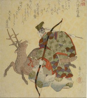 Yashima Gakutei: Rokusonnô Tsunemoto (Minamoto no Tsunemoto), from the series Twenty-Four Generals for the Katsushika Circle (Katsushika nijûshishô), Edo period, circa 1821 - Harvard Art Museum