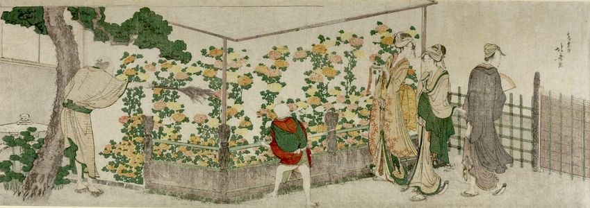葛飾北斎: People Viewing Chrysanthemum Exhibit, Edo period, 1799 - ハーバード大学