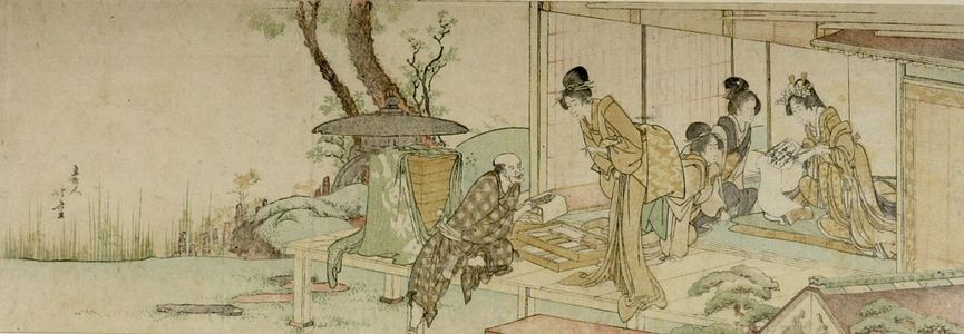 葛飾北斎: Four Women Buying Combs from a Vendor, Edo period, - ハーバード大学