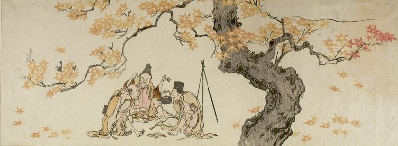 葛飾北斎: Night Watchmen Under Maple Tree, Edo period, - ハーバード大学