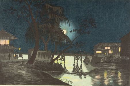 小林清親: Night at Yanagibashi, Meiji period, dated 1877 - ハーバード大学