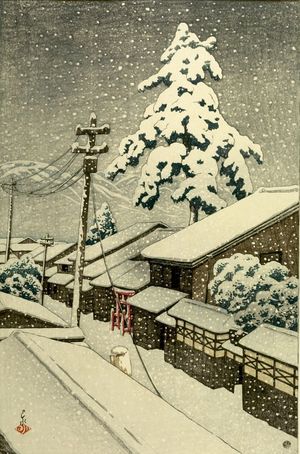 Kawase Hasui, 川瀬巴水 (Kawase Hasui)による浮世絵「Miyazu at Tango, from the series Souvenirs of Travels II (Tabi miyage dainishû), Taishô period, dated 1921」