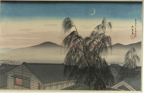 Hashiguchi Goyo: Evening Crescent Moon at Kôbe (Kôbe no Yoizuki), Taishô period, dated 1920 - Harvard Art Museum