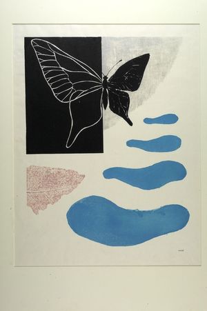 恩地孝四郎: Butterfly (Poem No. 8) [posthumous edition circa 1960], Shôwa period, dated 1960 - ハーバード大学