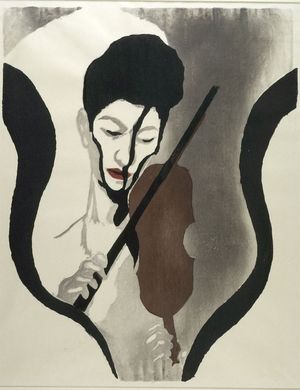 恩地孝四郎: Impressions of a Violinist (posthumous edition circa 1960), Shôwa period, dated 1947 (posthumous edition circa 1960) - ハーバード大学