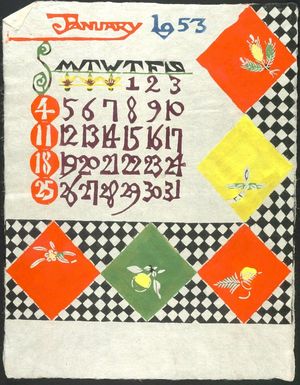 Unknown: CALENDAR FOR 1953, MADE UP OF 12 SHEETS - Harvard Art Museum