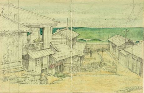 川瀬巴水: Cloudy Day in Mito, Shôwa period, dated 1946 - ハーバード大学