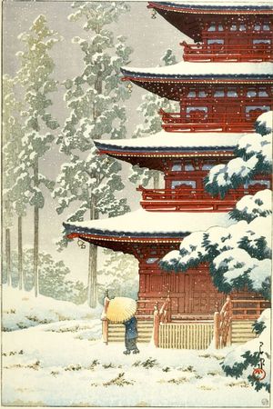 Kawase Hasui: Saishô Temple in Hirosaki (Hirosaki, Saishô-in), from the series Collection of Scenic Views of Japan, Eastern Japan Edition (Nihon fûkei shû higashi Nihon hen), Shôwa period, dated 1936 - Harvard Art Museum