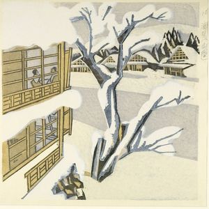 Maekawa Sempan: Winter at Semi-Hot Spring in Yamagata, Shôwa period, dated 1949 - ハーバード大学