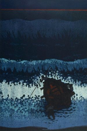 Fukushima Ichirô: Going Fishing C (Shutsugyo C), Shôwa period, dated 1966 - Harvard Art Museum
