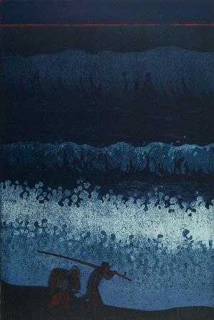 Fukushima Ichirô: Going Fishing R (Shutsugyo R), Shôwa period, dated 1966 - Harvard Art Museum