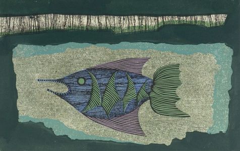Fujita Fumiaki: Fish at Night (Yoru no uno), Shôwa period, dated 1963 - ハーバード大学