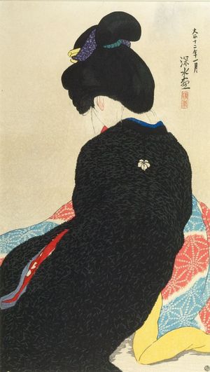 伊東深水: Kotatsu, Taishô period, dated 1923 - ハーバード大学
