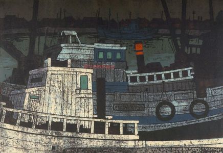 Fukushima Ichirô: Harbor Ships, Shôwa period, - Harvard Art Museum