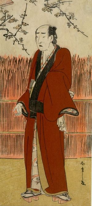 勝川春章: Actor Onoe Matsusuke 1st as Baramon no Kichi in the play Hatsumombi Kuruwa Soga, performed at the Nakamura Theater from the first month of 1780, Edo period, 1780 (1st month) - ハーバード大学