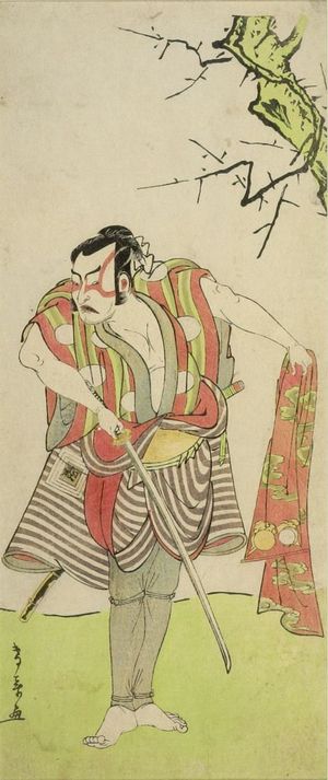 Katsukawa Shunsho: Actor Ichikawa Danzô WITH DRAWN SWORD AND CLOTH - Harvard Art Museum