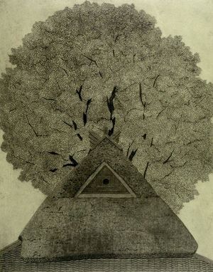 Tanaka Ryôhei: Roof and Tree, Shôwa period, - Harvard Art Museum