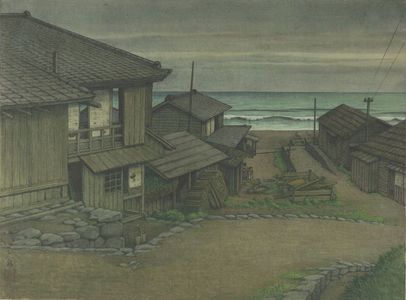川瀬巴水: Cloudy Day in Mito: Large Sketch, Shôwa period, dated 1951 - ハーバード大学