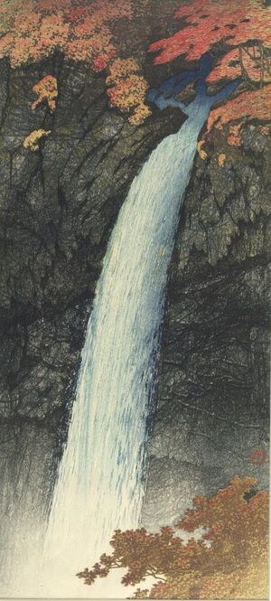 川瀬巴水: Kegon Waterfall, Nikkô, Shôwa period, dated 1931 - ハーバード大学