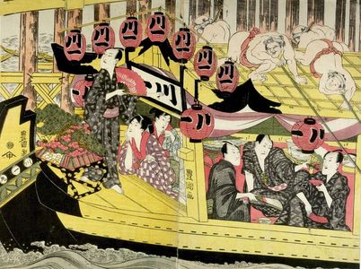 Utagawa Toyokuni I: Enjoying the Cool of the Evening by the Ryôgoku Bridge - Harvard Art Museum