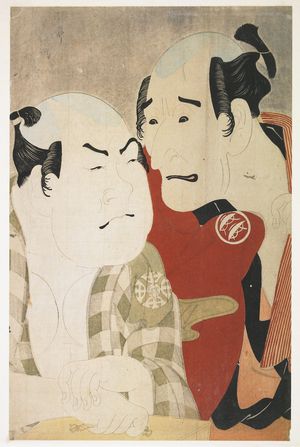 Toshusai Sharaku: Actors Nakajima Wadaemon as Bôdara Chôzaemon, and Nakamura Konozô as Gon of the Kanagawa-ya from the Play 