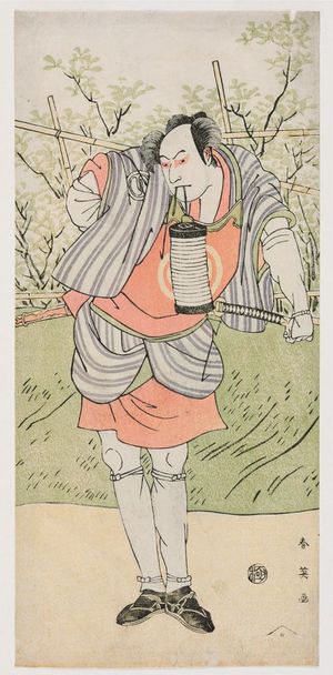 勝川春英: Actor Sawamura Sôjûrô 2nd as Kujaku Saburo(?), Edo period, 1794 (11th month of Kansei 6?) - ハーバード大学