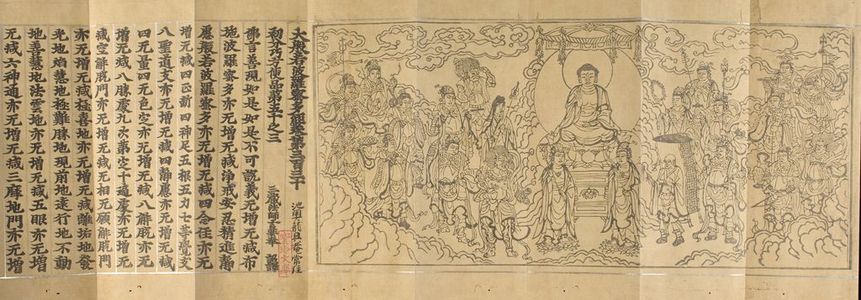 Unknown: Printed Greater Sutra of the Perfection of Wisdom (J: Dai-hannya-kyô; S: MahIaprajnâpâramitâ-sûtra), Nambokuchô period, 1383 - Harvard Art Museum