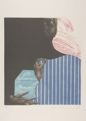 Ikeda Masuo: Portrait of Sphinx: Etching 5 of 6, Shôwa period, dated 1970 - Harvard Art Museum