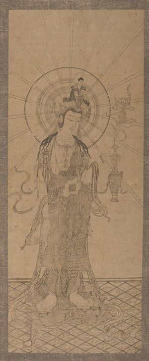 無款: Eleven-headed Kannon with Flask and Lotus Flower, Edo period, 18th century - ハーバード大学