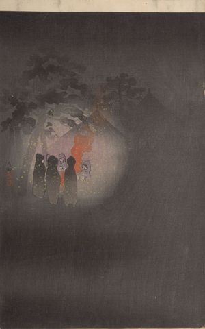 Kobayashi Kiyochika: Braving the Bitter Cold, Our Troops Set Up Camp at Yingkou (Eikô no genkan o okashite wagagun roei haru no zu), Meiji period, dated 1895 - Harvard Art Museum