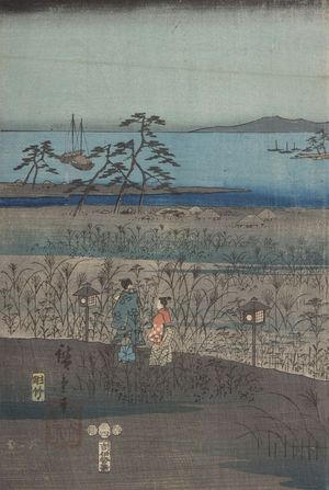 Ando Hiroshige, 歌川広重 (Andô Hiroshige)による浮世絵「Furyû Genji: Akashi (Hiroshige landscape, Kunisada [main] figures), Late Edo period, 1835」