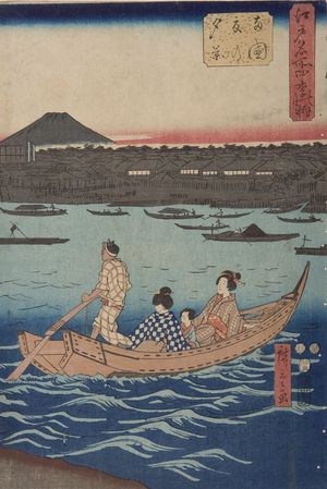 Utagawa Hiroshige: Summer Evening at Ryôgoku Bridge, from the series... - Harvard Art Museum