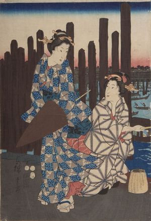 Utagawa Hiroshige: Summer Evening at Ryôgoku Bridge, from the series... - Harvard Art Museum