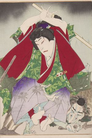 豊原国周: Ushiwaka (Minamoto Yoshitsune) Battling Tengu (Mitate setsu-getsu-ka no uchi kurama zuki), Meiji period, dated 1883 - ハーバード大学