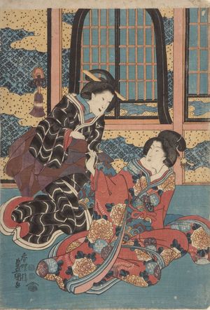 Utagawa Kunisada, 歌川国貞 (Utagawa Kunisada)创作的日本版画《Abundant New Year Congratulations of the House of Spring Colors (Shunshoku-ya kata no kotobuki), Late Edo period, circa 1847-1852》