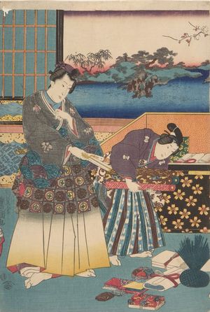 歌川国貞: Abundant New Year Congratulations of the House of Spring Colors (Shunshoku-ya kata no kotobuki), Late Edo period, circa 1847-1852 - ハーバード大学