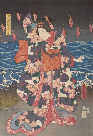 歌川国貞: Scene from Kabuki Theatre: Shower of Flames, Late Edo period, circa 1857-1862 - ハーバード大学