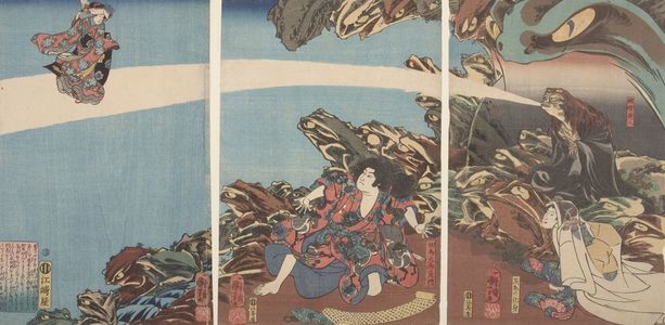 Utagawa Kuniyoshi: Triptych: Ibaraki no keshin, Late Edo period, circa 1843-1847 - Harvard Art Museum