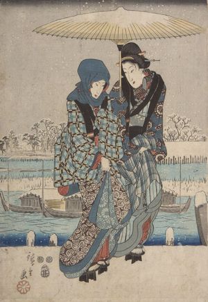 Utagawa Hiroshige: Famous Scenes of Edo in the Four Seasons: Sumida River in Snow, Late Edo period, circa 1843-1847 - Harvard Art Museum