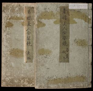 北尾重政: A Comparison of Beauties of the Green Houses: A Mirror of Their Lovely Forms (Seirô bijin awase sugata kagami) in 2 volumes, Edo period, published 1776 - ハーバード大学